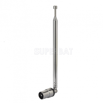 Superbat PAL Male Plug Connector Television DAB DAB+ FM AM DVB-T DVB-T2 TV Tuner Antenna 6 Section Telescopic Aerial