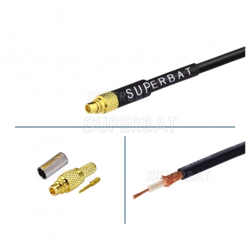 MMCX male straight plug connector for RG-174 custom cable assembly