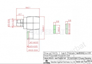 MMCX Male Plug Right Angle Solder Connector Adapter for Semi-Rigid RG402 0.141" Cable RF Connector