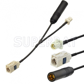Sirius XM Radio FM Antenna Bypass Fakra to DIN Adapter Cable