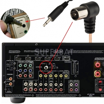 Indoor FM Dipole Antenna F male Connector 75 Ohm and 3.5MM AM Loop Antenna Connector for radios and stereo receivers