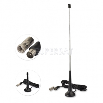 Indoor 75 ohm Digital Radio Telescopic Antenna with Magnetic Base TV Adapter to F Connector 2 Kit for USB TV Tuner DVB-T Television DAB Radio