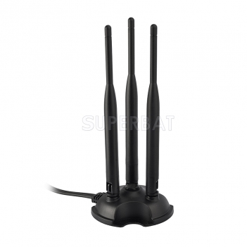 Superbat Dual Band WiFi 2.4GHz 5.8GHz Magnetic Base RP-SMA Antenna (Three Antennas) for WiFi Wireless Router Gateway PCI Express Network Cards Adapter