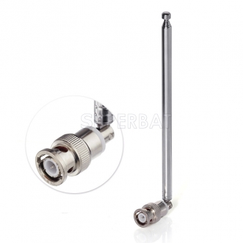 7 Section Telescopic BNC Male Swivel Antenna for Portable Radio Scanner TV FM Radio Scanners Remote Receivers and Other Electronics Products