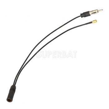 DAB Car Aerial  Splitter Digtial Car Radio with Din Female to Din Male to SMB Pigtail Cable RG174 30cm for AM/FM DAB+ Pioneer Clarion