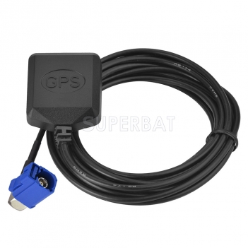 Superbat Fakra C Jack GPS mini Magnetic base Antenna Aerial Connector Cable for VW AUDI BMW Benz GPS Navigation System (Right Angle Jack)