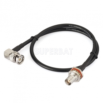 BNC Bulkhead Female to BNC Male Right Angle Adapter RG58 Cable Pigtail Jumper RF coaxial Cable 50ohm
