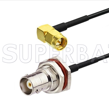 SMA Male Right Angle to TNC Female Bulkhead Cable Using RG174 Coax