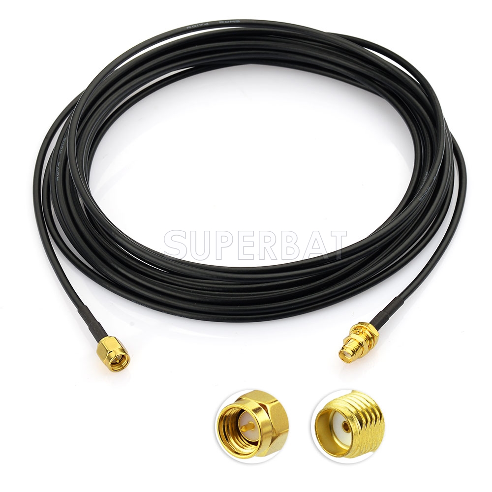 33ft 10M Antenna Extension Cable Cord RG174 RP SMA Male to Female Adapter Router 
