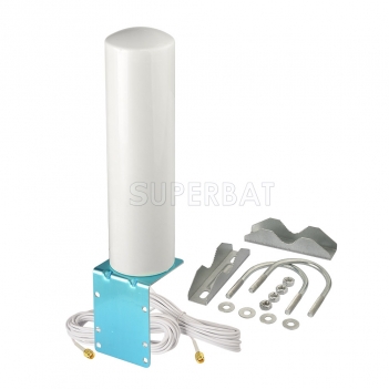 Superbat Outdoor antenna 4g 698-960/1710-2700MHz 12DBi Onmi External barrel antenna with 5m double slider connector SMA for GSM W-CDMA 2g 3g 4G signal