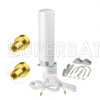 Superbat Outdoor antenna 4g 698-960/1710-2700MHz 12DBi Onmi External barrel antenna with 5m double slider connector TS9 for GSM W-CDMA 2g 3g 4G signal