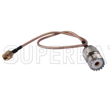 RF coaxial UHF Female SO239 to SMA Male Coax Connector Jumper RG316 Extension Cable-Ham Radio Antenna Wire for Baofeng Wouxun Icom Yaesu