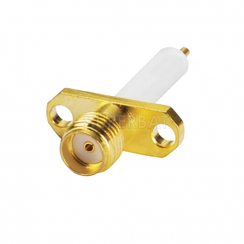 Superbat SMA Straight Female 2 Holes Panel Flange Receptacle Connector with long insulator solder post