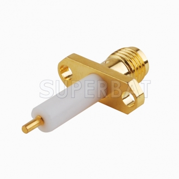 Superbat SMA Straight Female 2 Holes Panel Flange Receptacle Connector with long insulator solder post