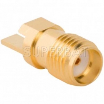 50 Ohm SMA Female Jack Straight Slide-On Square Flange for .068 inch PCB End Launch