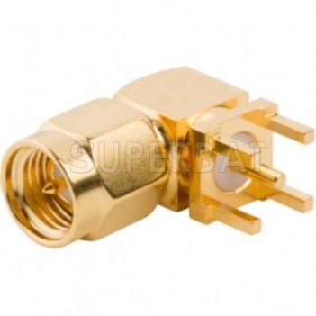 Superbat SMA Male Plug right angle PCB Thru hole