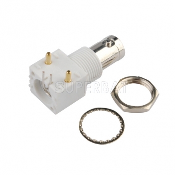 Superbat BNC Jack Right Angle Through Hole Bulkhead PCB Mount 75 Ohm