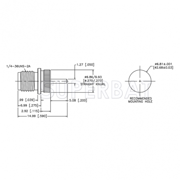 Superbat SMA Press-Fit Female Jack Straight Solder Cup Connector