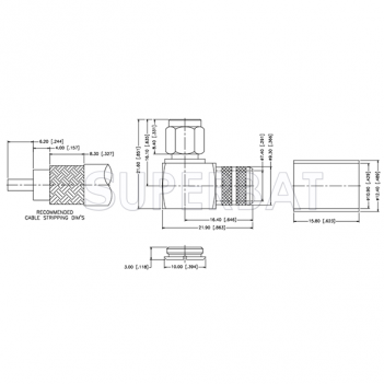Superbat SMA Male Plug Right Angle Crimp Connector 50 Ohm for KSR-400
