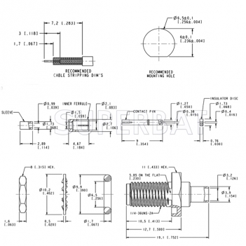 RF Connector SMA Straight Jack Bulkhead with O-ring for RG-178 1.13mm 1.37mm Coax Cable