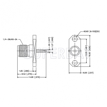 Superbat SMA  Female Jack Flange Straight Solder Cup Connector Gold Plating