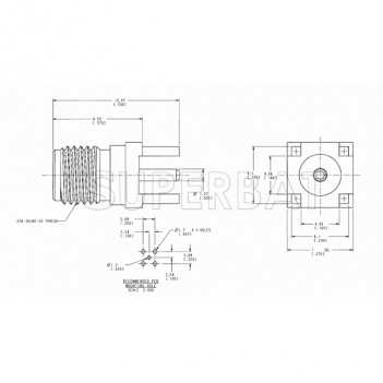 Superbat SMA female jack straight thru hole vertical PCB Mount RF connector adapter