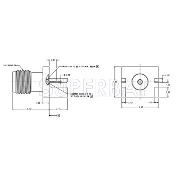 SMA Jack Female Edge Mounted Straight PCB Connector for .048 inch End Launch