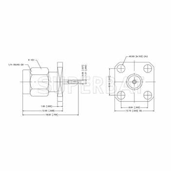 Superbat SMA  Male Plug Flange Straight Solder Cup Connector