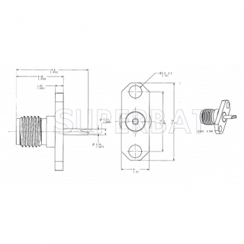 Superbat SMA  Female Jack Flange Straight Solder Cup Connector