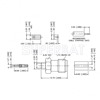 SMA Straight Solder Standard Female Jack for 0.047" Semi-Rigid Coax Cable