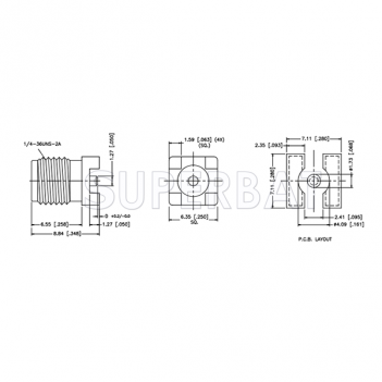 Superbat SMA Female Jack thru PCB - Surface Mount straight RF connector 50 Ohm