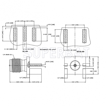 RP SMA Jack male PCB Mount Round Post Contact Connector for .037 inch End Launch