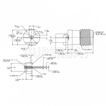 SMA Female Jack Straight Slide-On Round Flange for .068 inch PCB End Launch