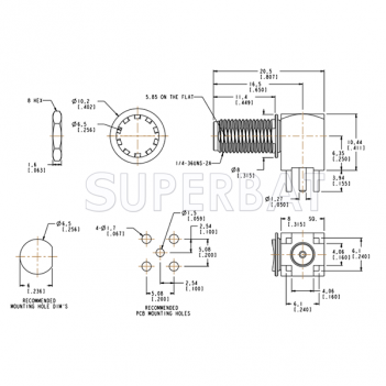 Superbat SMA Jack Bulkhead Right Angle Straight PCB Through Hole Female