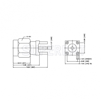 Superbat SMA male Plug PCB Through Hole straight 50 ohm connector