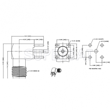 Superbat SMA Female Jack  right angle PCB Through Hole