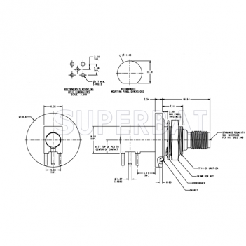 Superbat SMA Female Jack Right Angle Bulkhead O-ring PCB Thru Hole