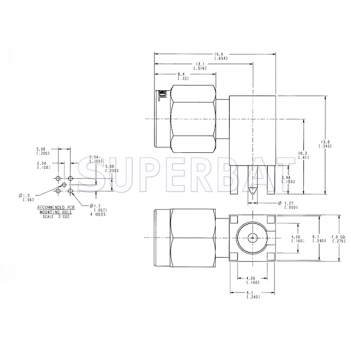 Superbat SMA Male Plug right angle PCB Thru hole