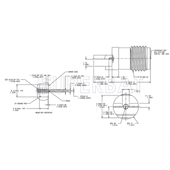 SMA Jack Female Round Flange Slide-On Connector for .068 inch PCB End Launch