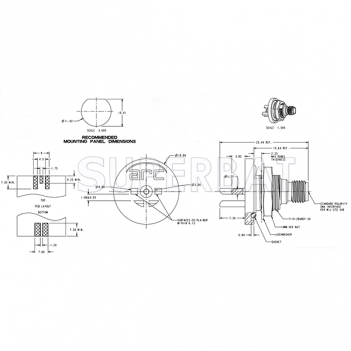 SMA Female Jack ARC Bulkhead PCB Mount Connector for .073 inch End Launch