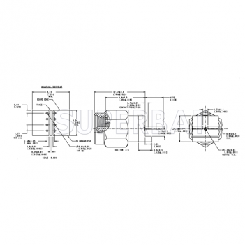 SMA Male Plug Slide-On Round Flange Straight Connector for .068 inch PCB End Launch