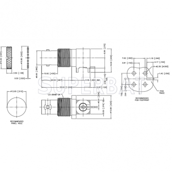 Superbat 75 Ohm BNC Jack Female Bulkhead Right Angle PCB Surface Mount Connector