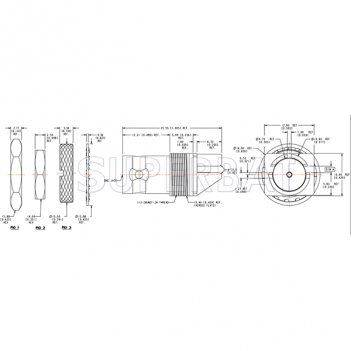 Superbat 75 Ohm BNC Jack Bulkhead Connector BNC End Launch With Knurled Spanner Nut for 0.062 inch PCB