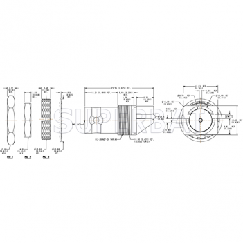 Superbat 75 Ohm BNC Jack Bulkhead Connector BNC End Launch With Knurled Spanner Nut for 0.084 inch PCB