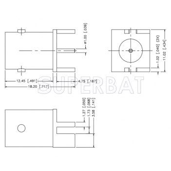 Superbat BNC 50 Ohm Jack Female Connector End Launch Jack for 0.062 inch PCB