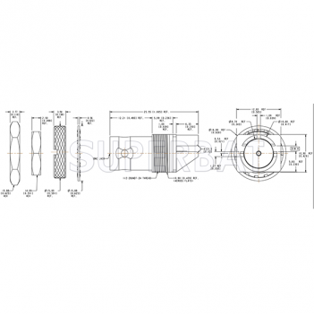 Superbat 75 Ohm BNC Jack Female Bulkhead Striaght End Launch for 0.062 inch PCB Golden surface