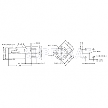 Superbat 50 Ohm BNC Straight Jack Female PCB Through Hole Mount