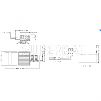 Superbat BNC Female Jack Straight Crimp Connector 75 Ohm for RG-59 Coaxial Cable