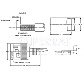 75 Ohm Superbat RF connector BNC Male Plug Straight Crimp Connector for RG-59