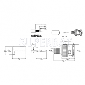 Superbat BNC Male Plug Straight Crimp Connector 75 Ohm for RG-59
